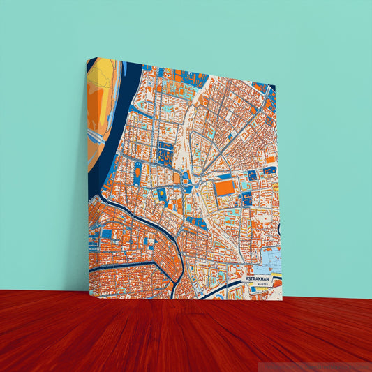 Астрахань Russia Colorful City Map Canvas Print