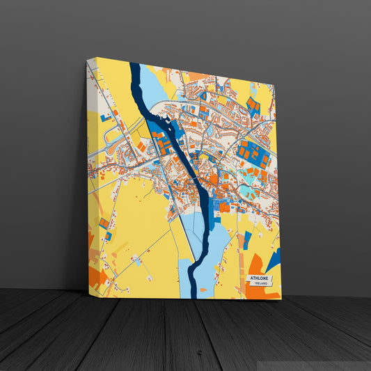 Athlone Ireland Colorful City Map Canvas Print