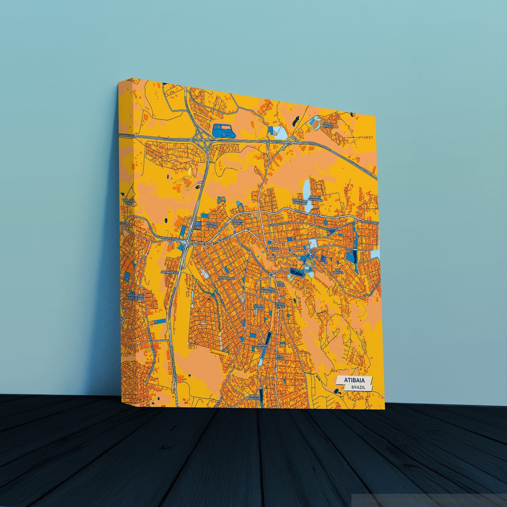Atibaia Brazil Colorful City Map Canvas Print