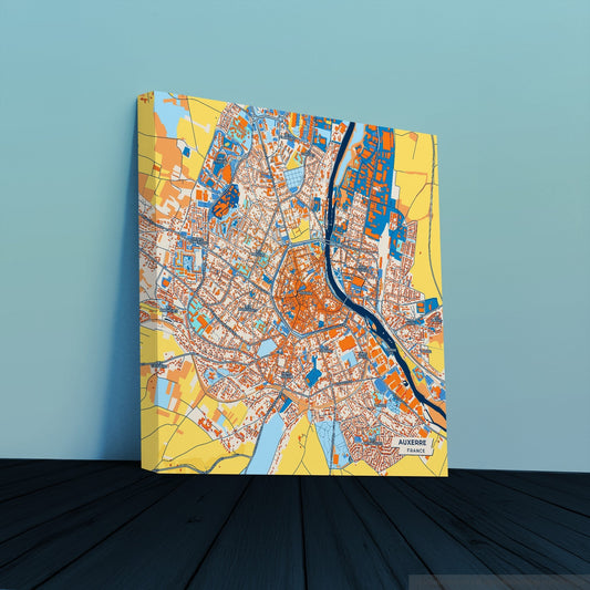 Auxerre France Colorful City Map Canvas Print