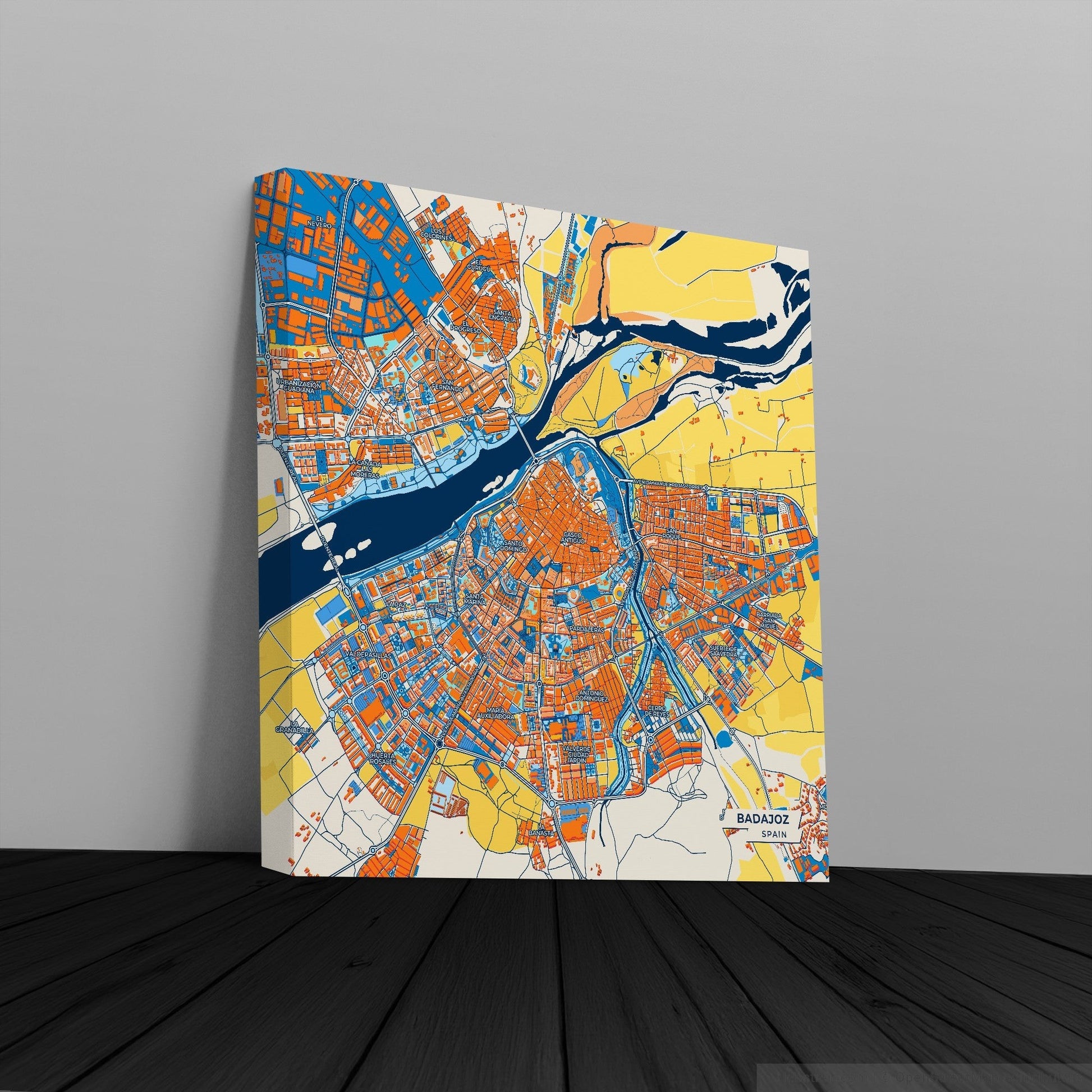 Badajoz Spain Colorful City Map Canvas Print
