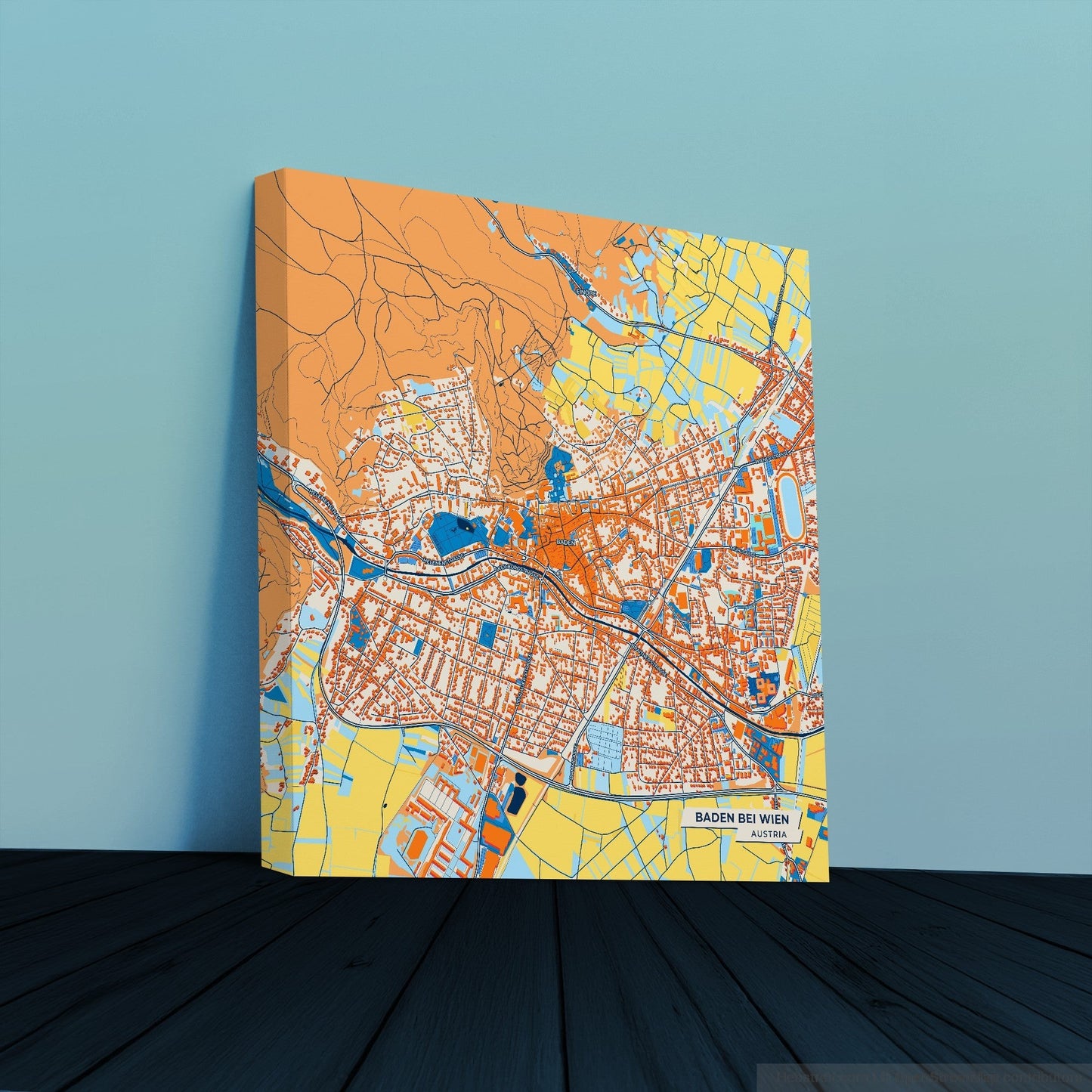 Baden Bei Wien Austria Colorful City Map Canvas Print