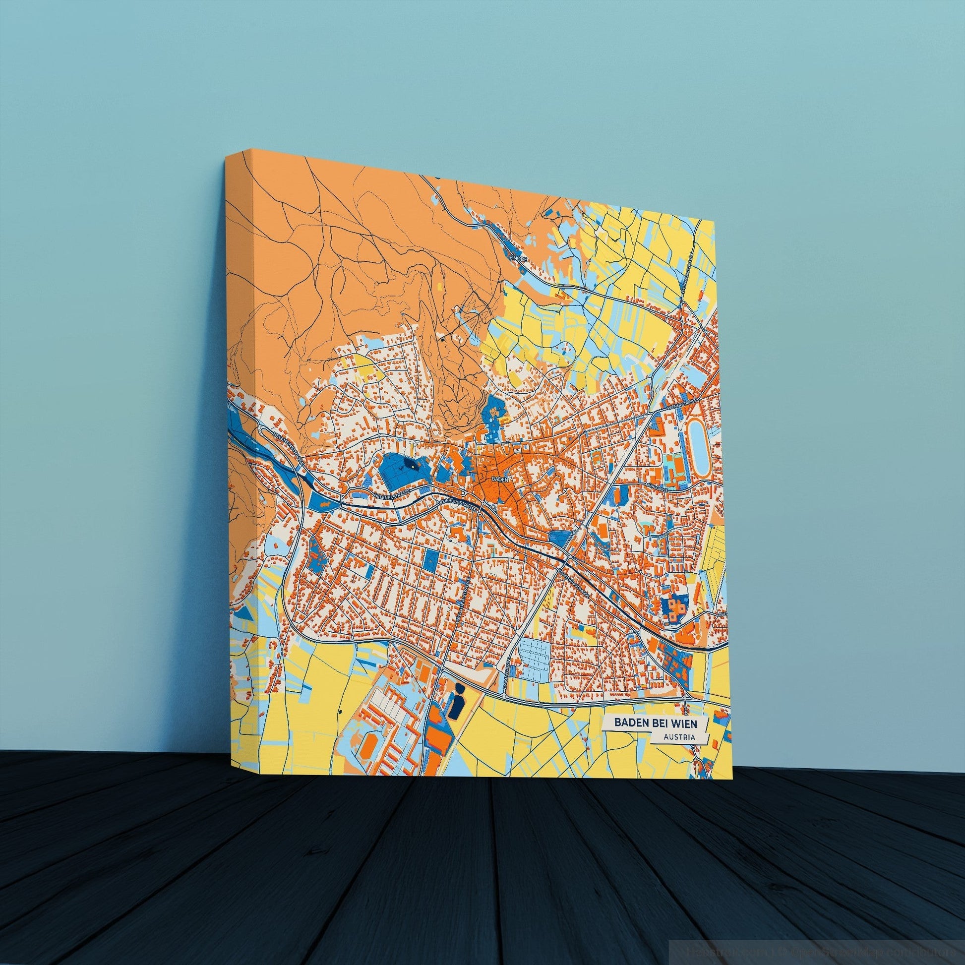 Baden Bei Wien Austria Colorful City Map Canvas Print