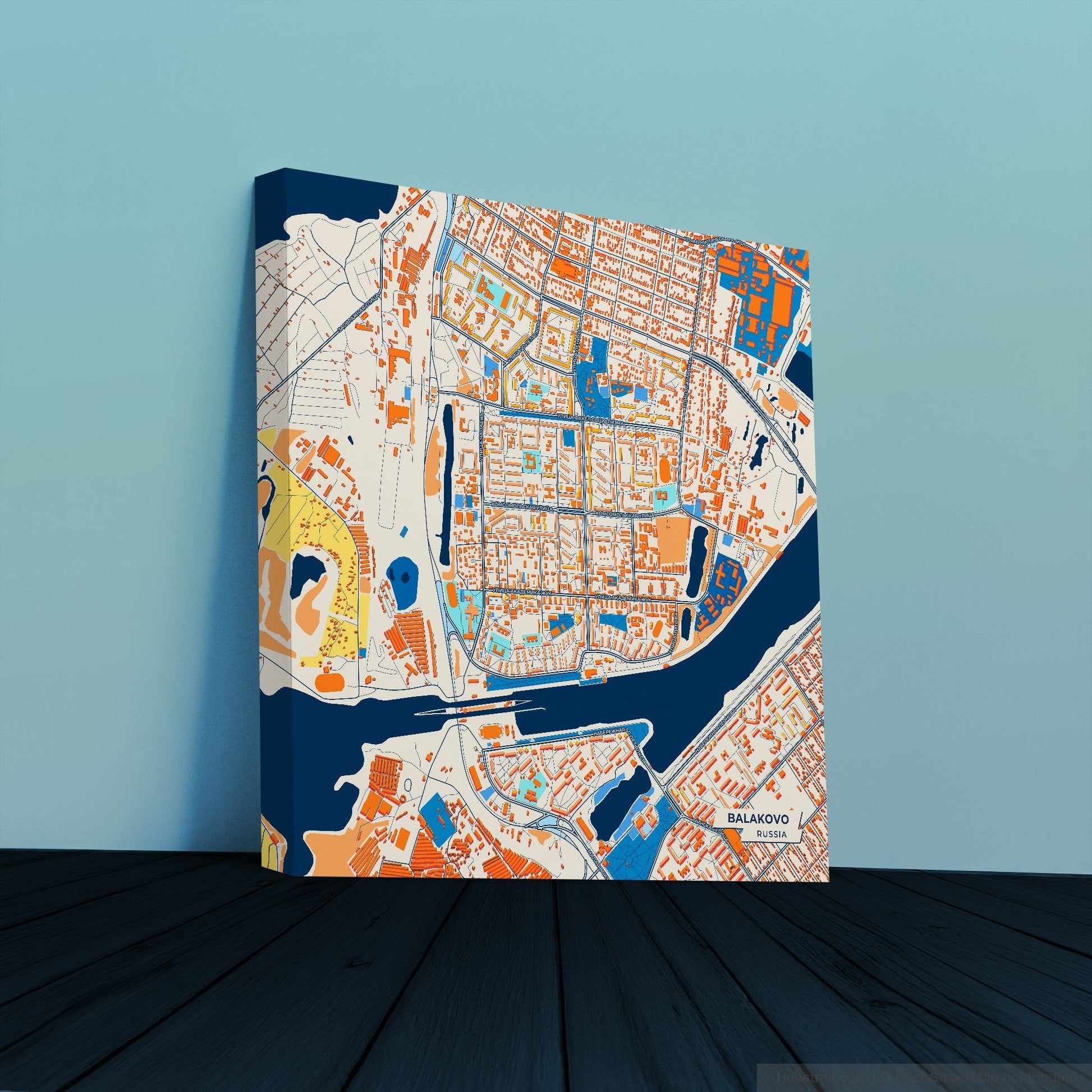 Балаково Russia Colorful City Map Canvas Print