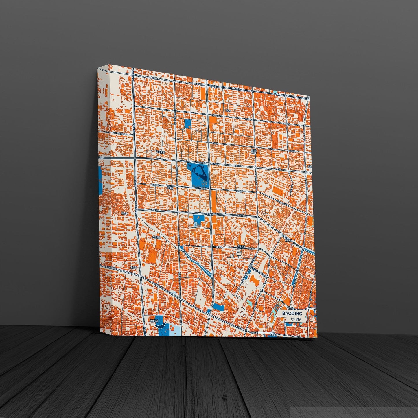 Baoding China Colorful City Map Canvas Print