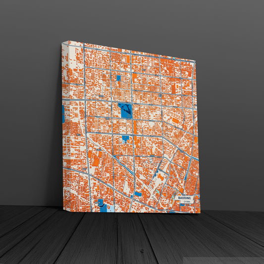 Baoding China Colorful City Map Canvas Print