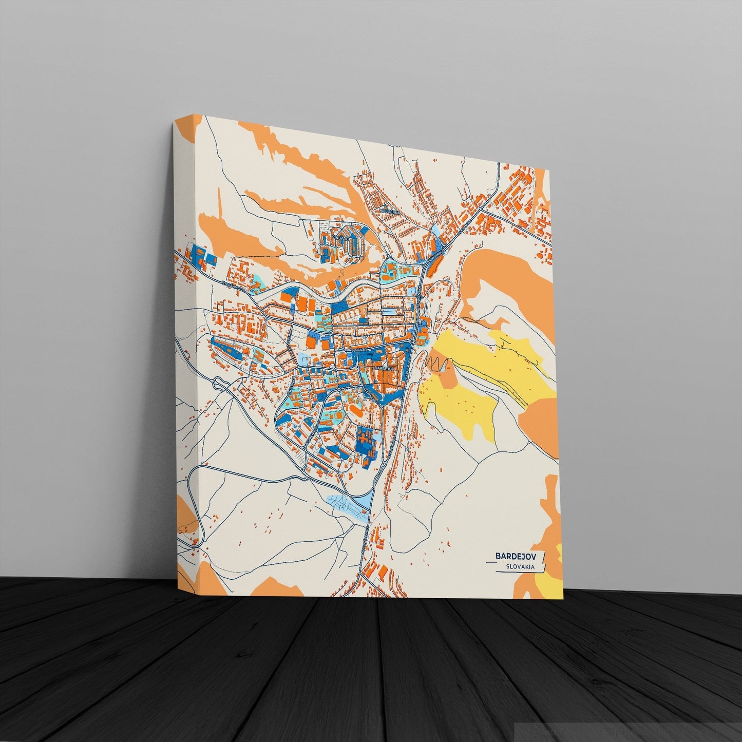 Bardejov Slovakia Colorful City Map Canvas Print
