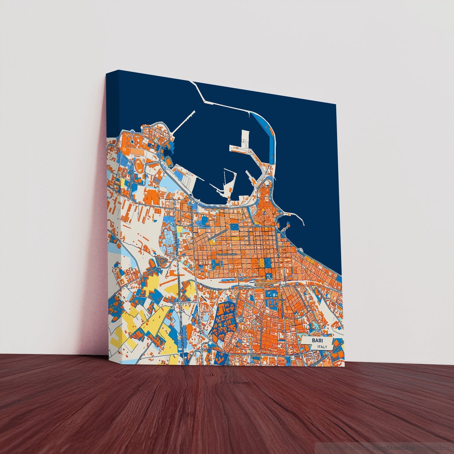 Bari  Italy Colorful City Map Canvas Print