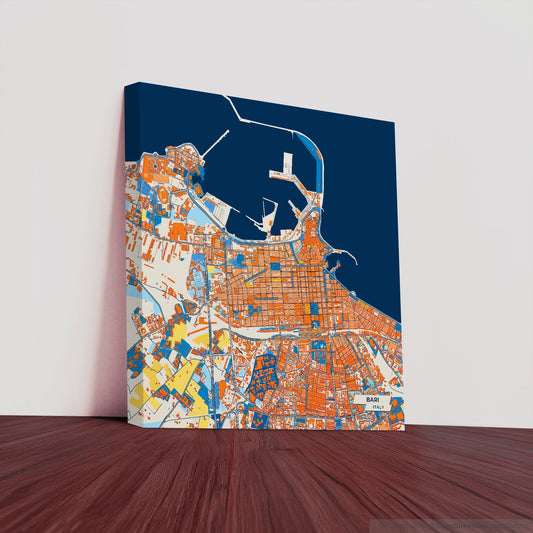 Bari  Italy Colorful City Map Canvas Print