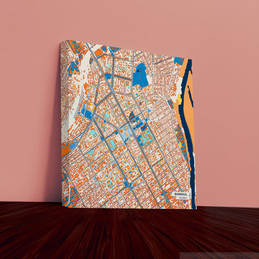 Барнаул Russia Colorful City Map Canvas Print