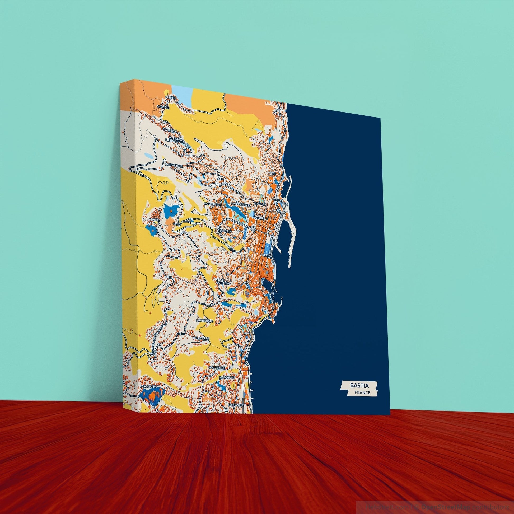 Bastia France Colorful City Map Canvas Print