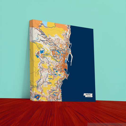 Bastia France Colorful City Map Canvas Print