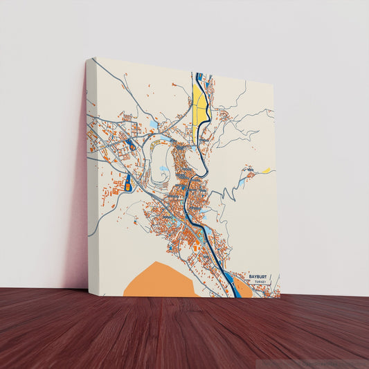 Bayburt Turkey Colorful City Map Canvas Print