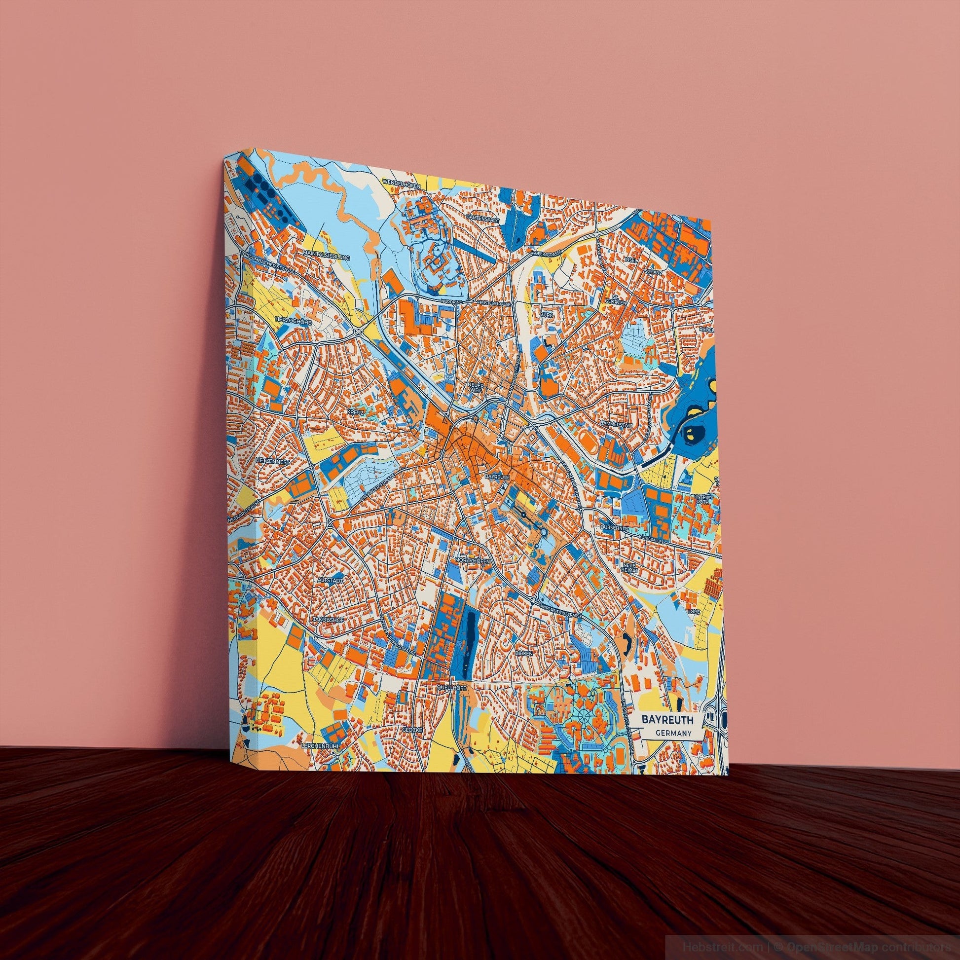 Bayreuth Germany Colorful City Map Canvas Print