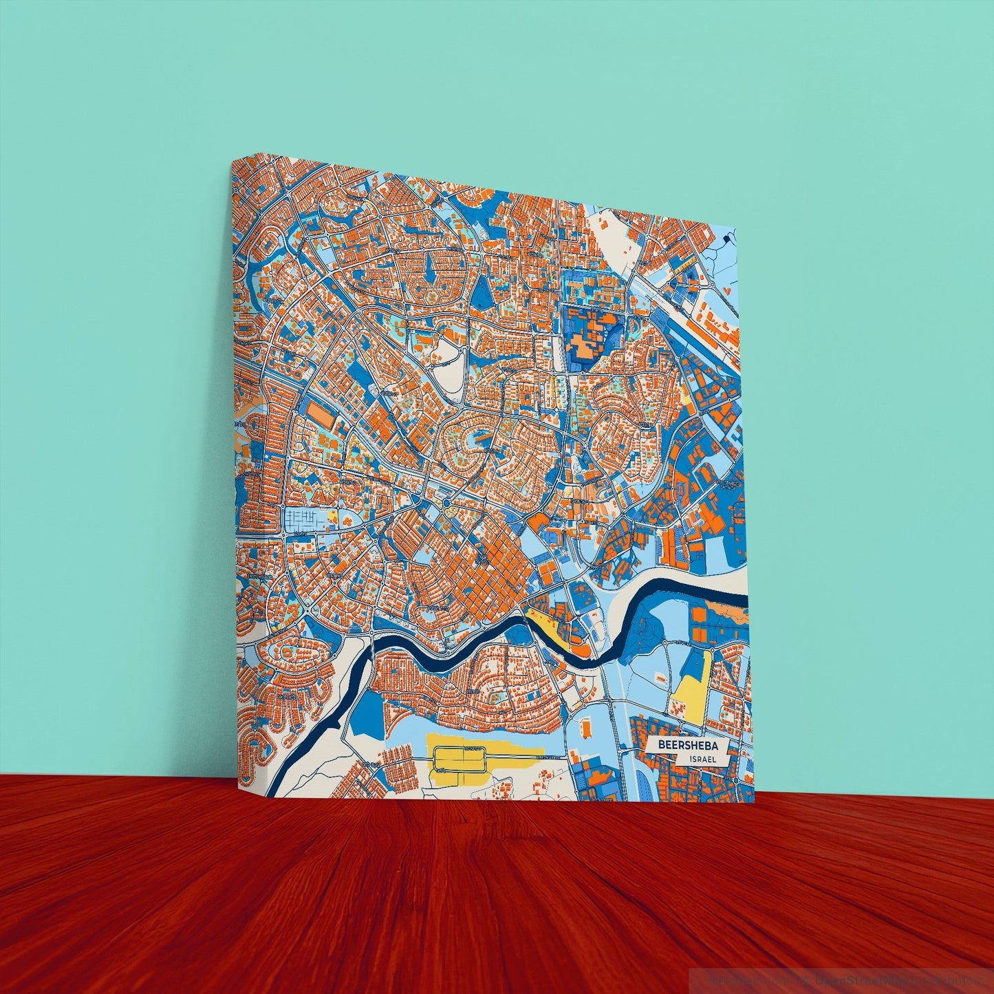 Beersheba Israel Colorful City Map Canvas Print