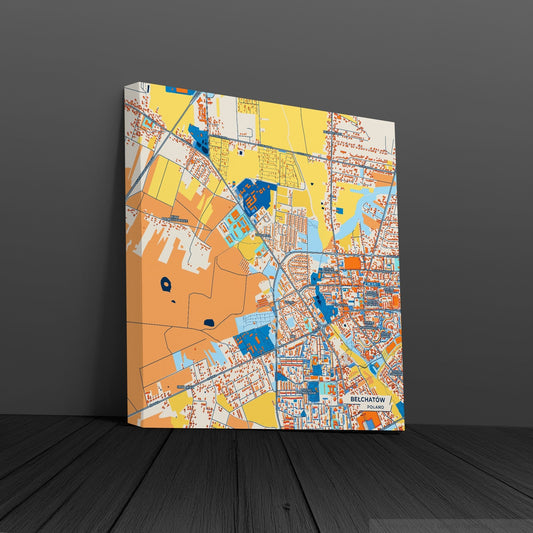 Bełchatów Poland Colorful City Map Canvas Print