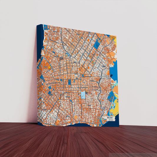 Belem Brazil Colorful City Map Canvas Print