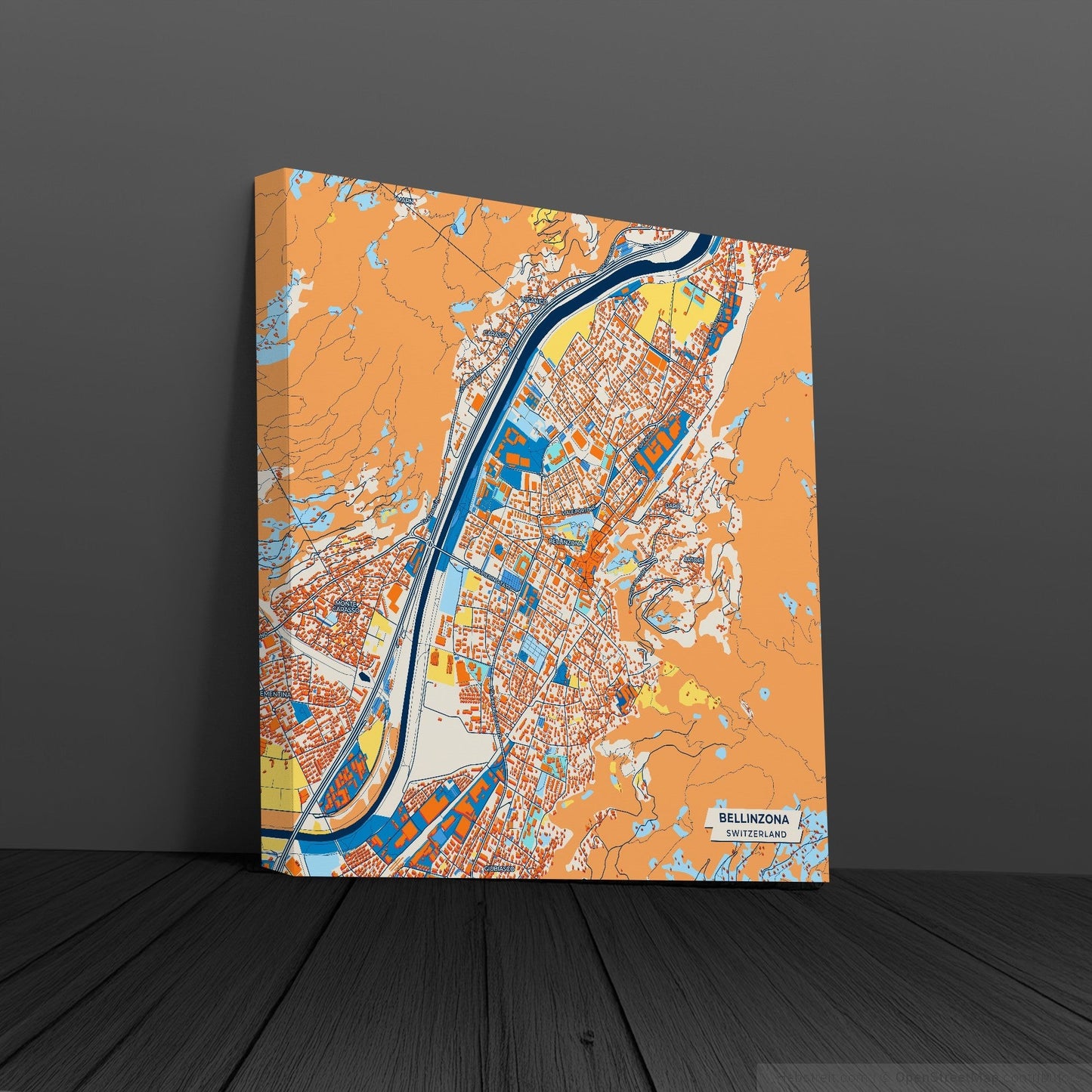 Bellinzona Switzerland Colorful City Map Canvas Print
