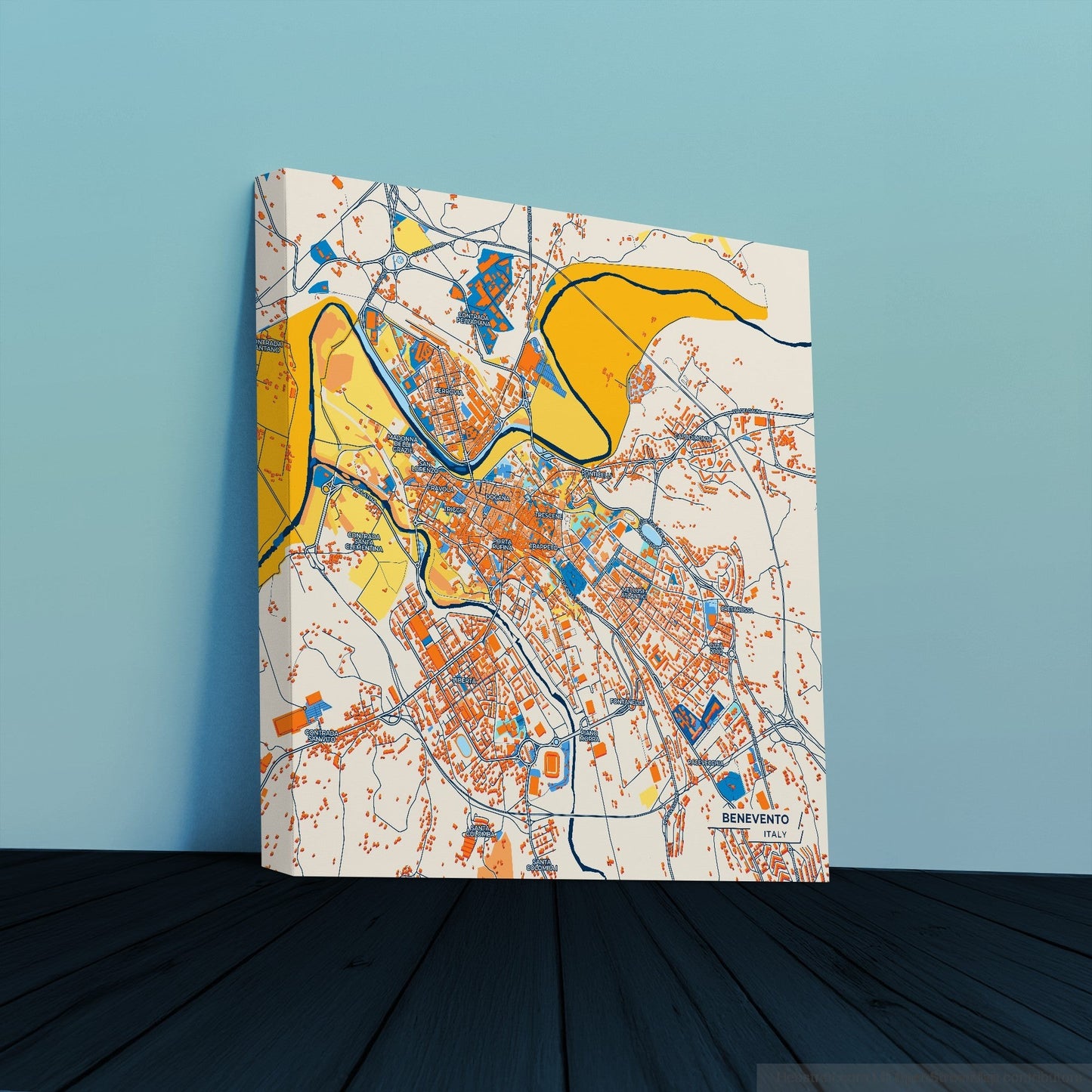 Benevento Italy Colorful City Map Canvas Print