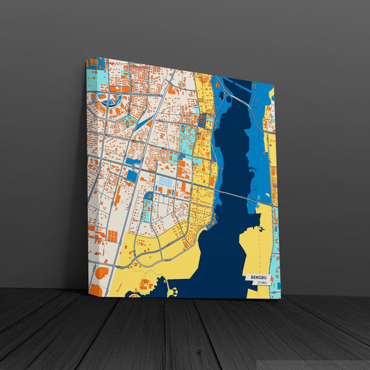 Bengbu China Colorful City Map Canvas Print