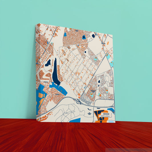 Benoni South Africa Colorful City Map Canvas Print