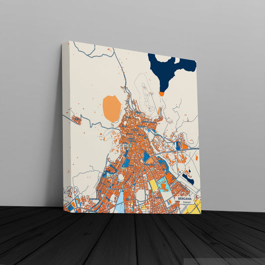 Bergama Turkey Colorful City Map Canvas Print