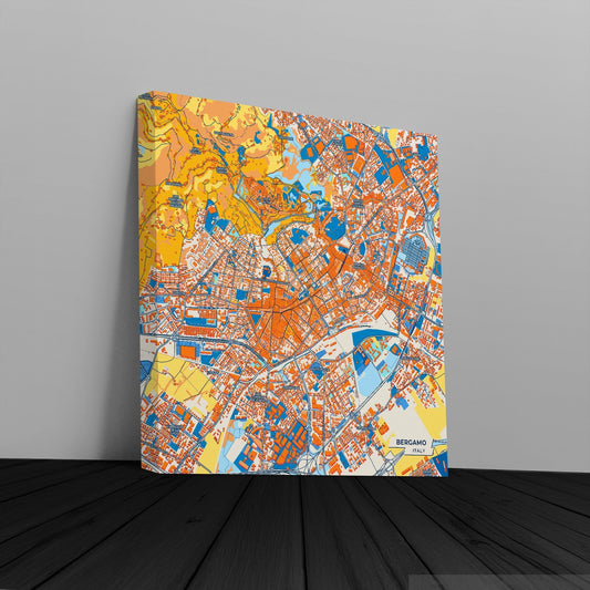 Bergamo Italy Colorful City Map Canvas Print