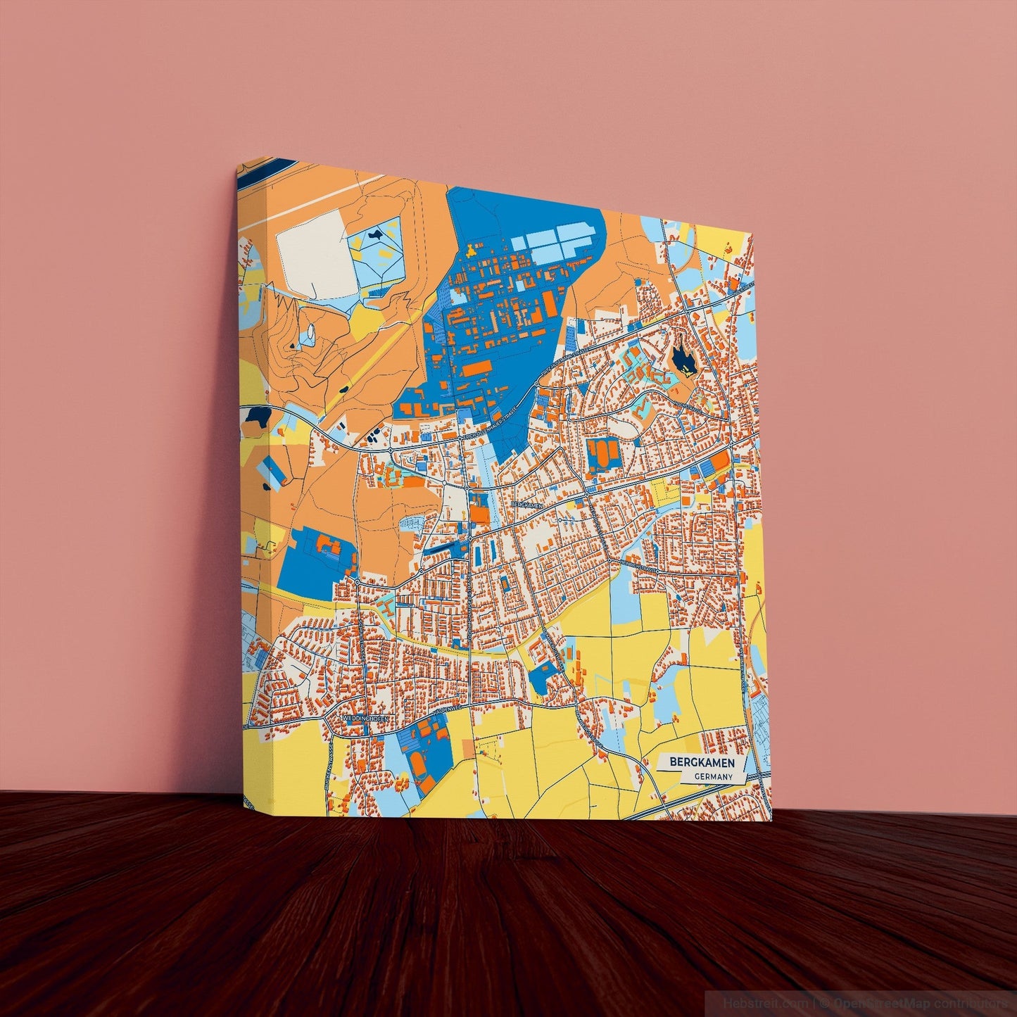 Bergkamen Germany Colorful City Map Canvas Print