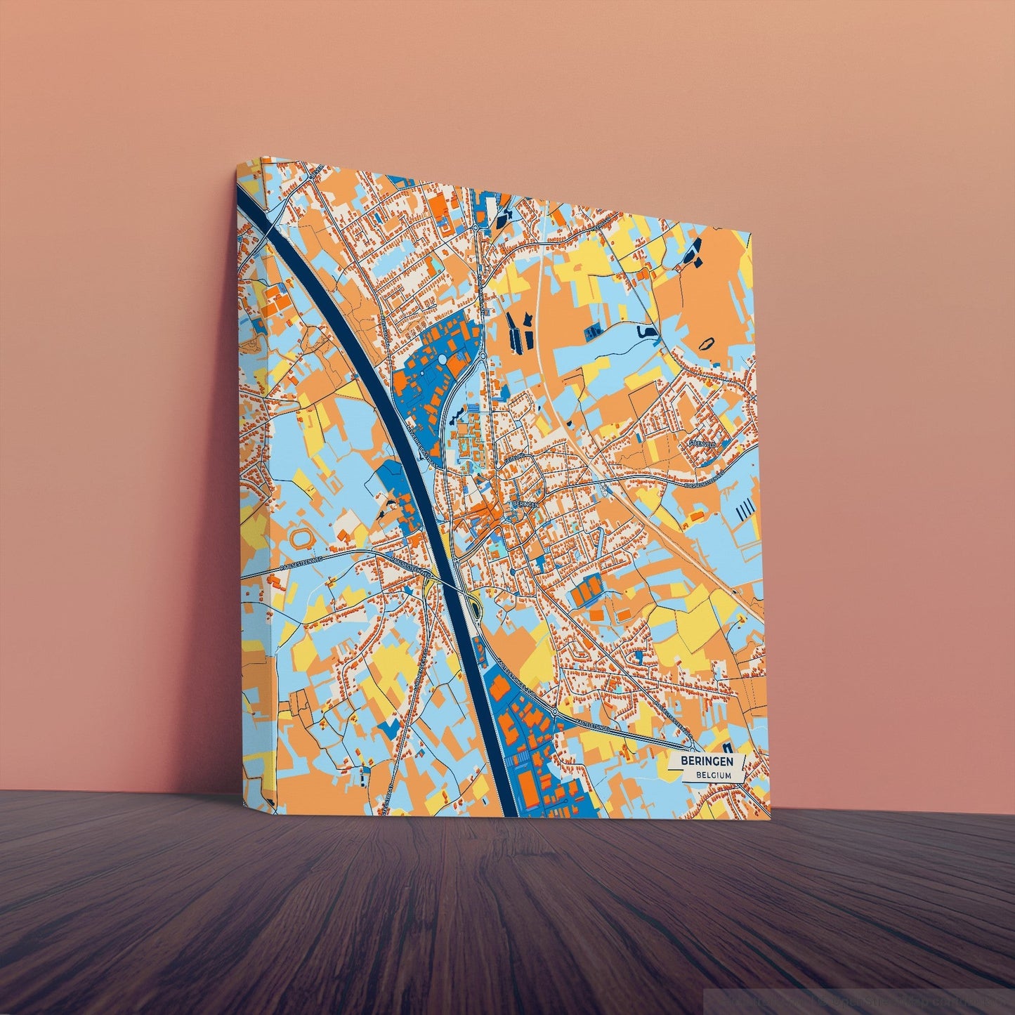 Beringen Belgium Colorful City Map Canvas Print