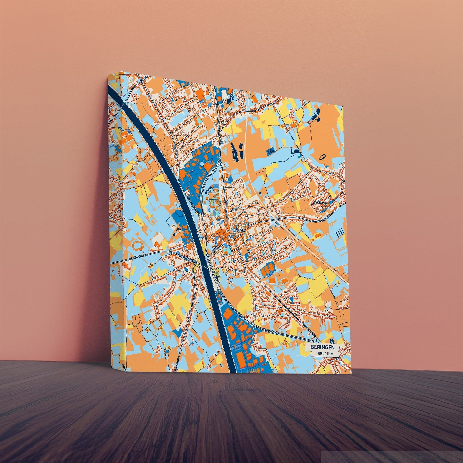 Beringen Belgium Colorful City Map Canvas Print