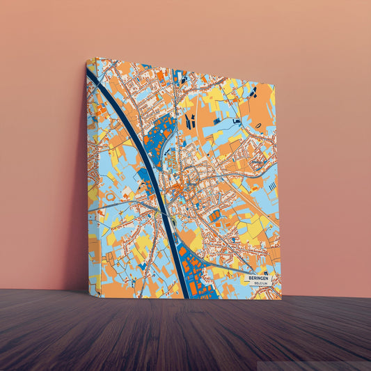Beringen Belgium Colorful City Map Canvas Print