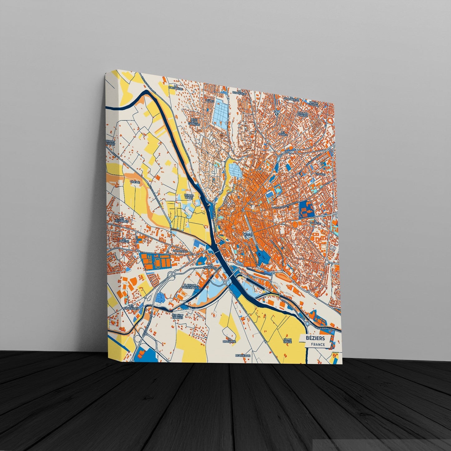 Béziers France Colorful City Map Canvas Print