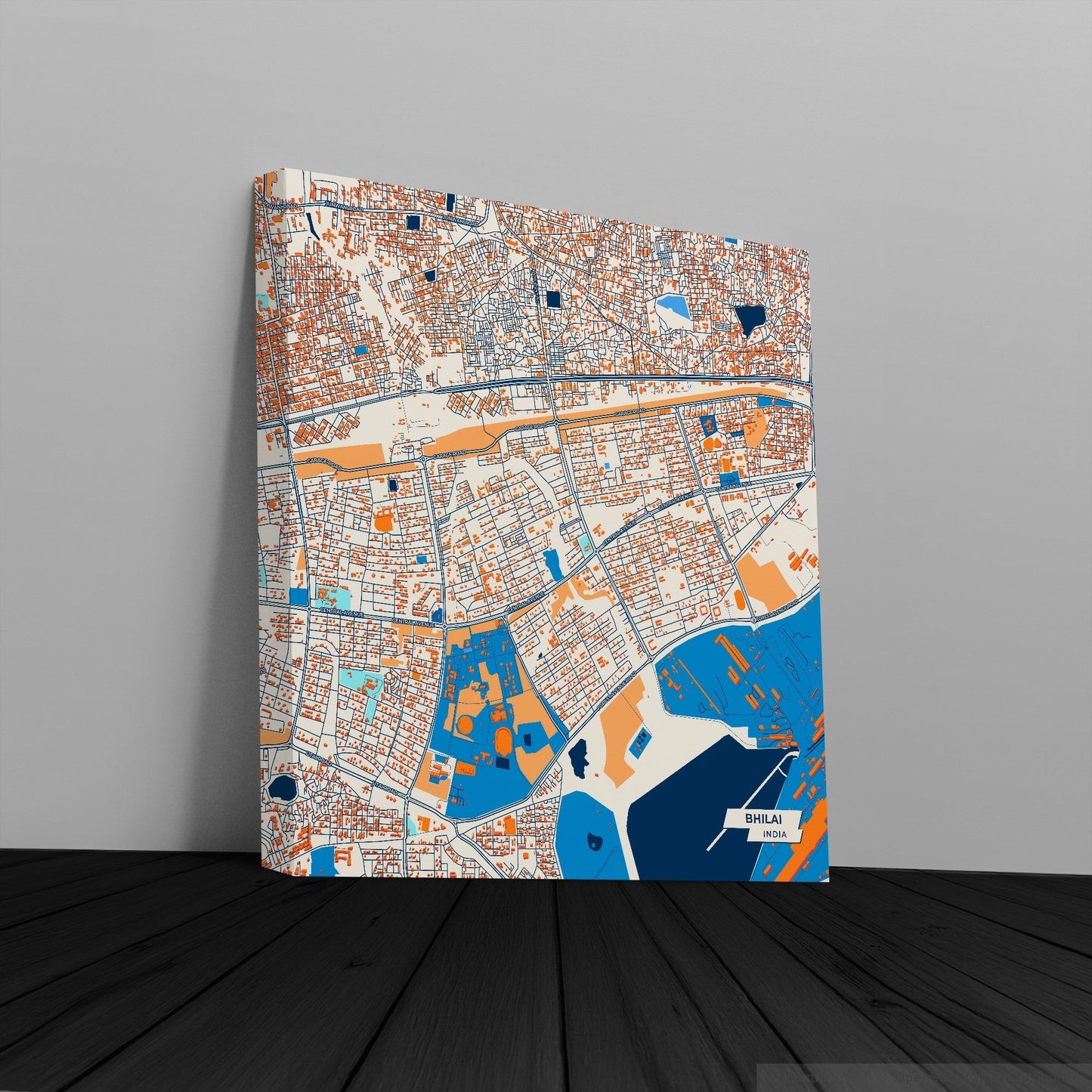 Bhilai India Colorful City Map Canvas Print
