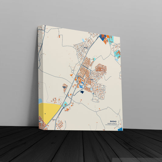Bhisho South Africa Colorful City Map Canvas Print