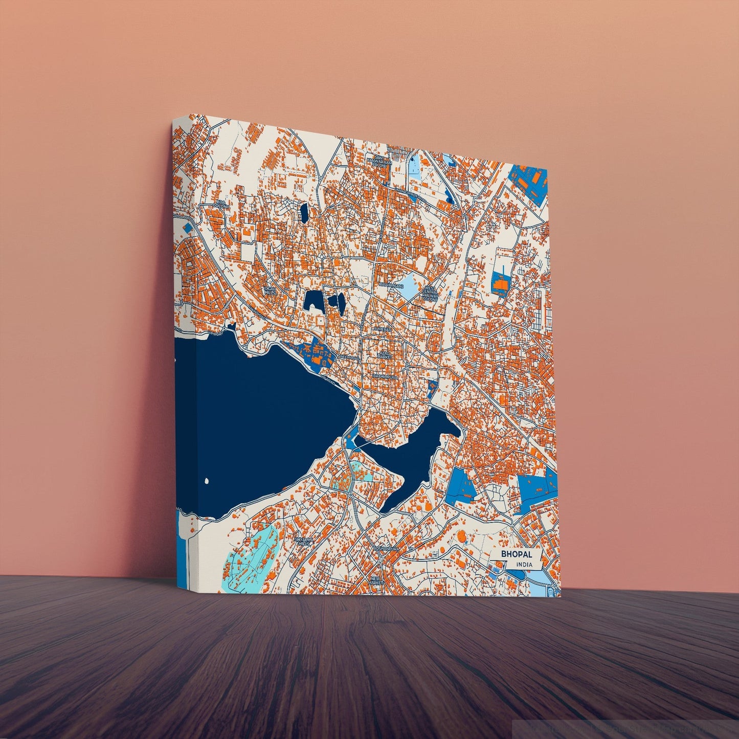 Bhopal India Colorful City Map Canvas Print
