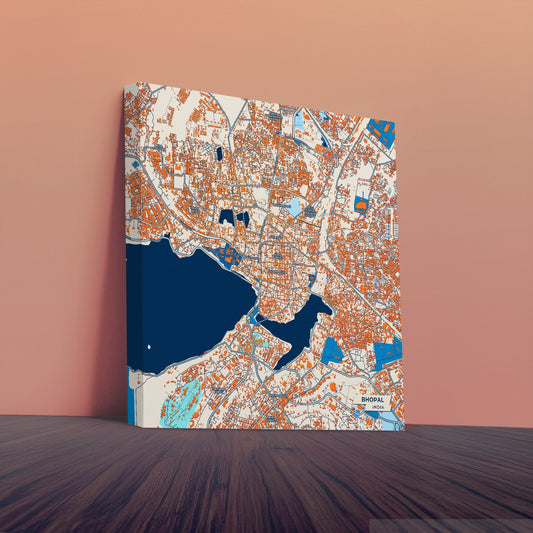 Bhopal India Colorful City Map Canvas Print