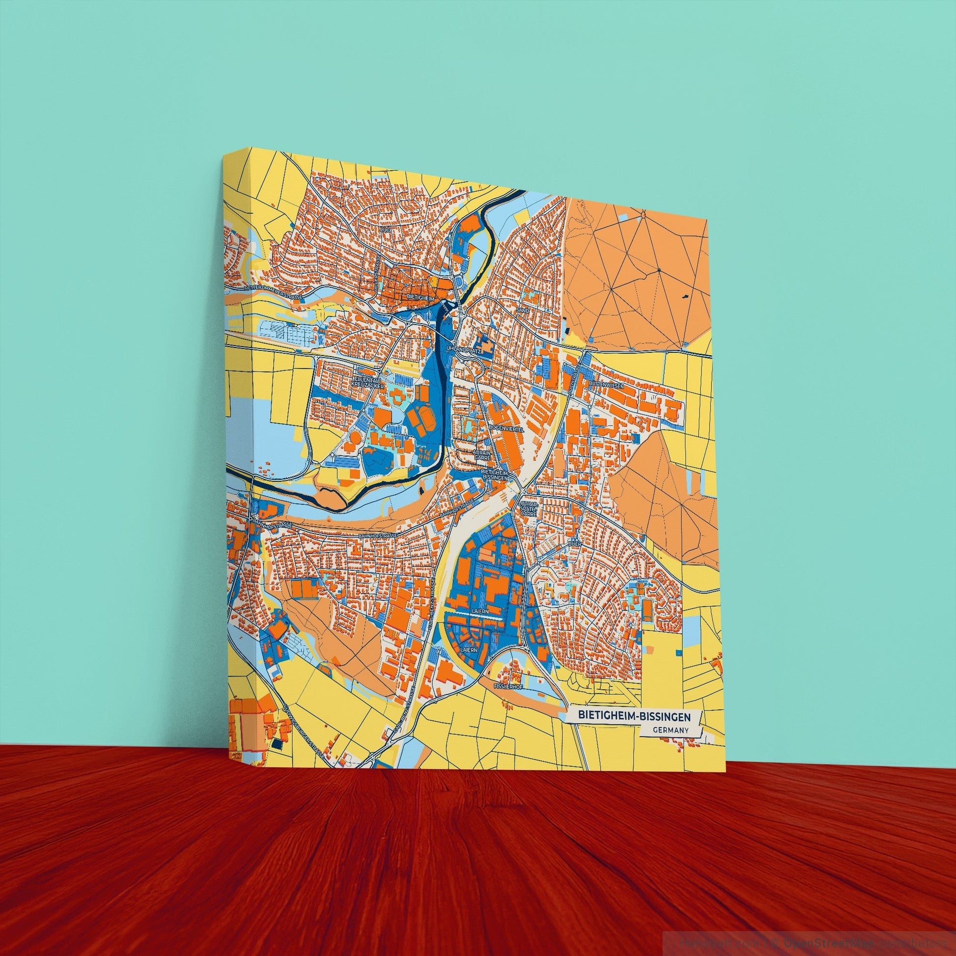 Bietigheim-Bissingen Germany Colorful City Map Canvas Print