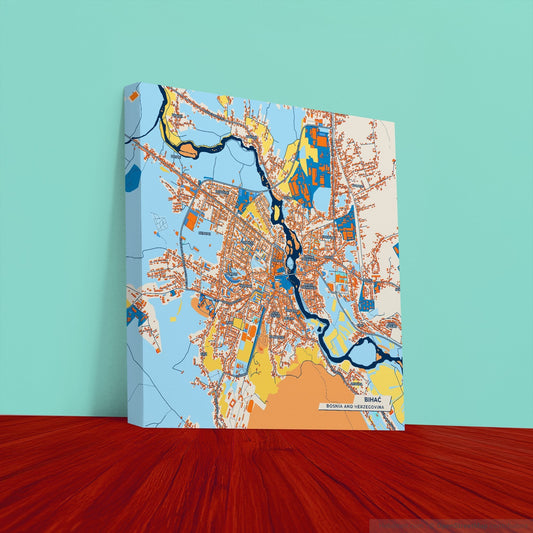 Bihać Bosnia And Herzegovina Colorful City Map Canvas Print