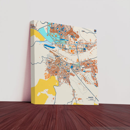 Bi̇ngöl Turkey Colorful City Map Canvas Print