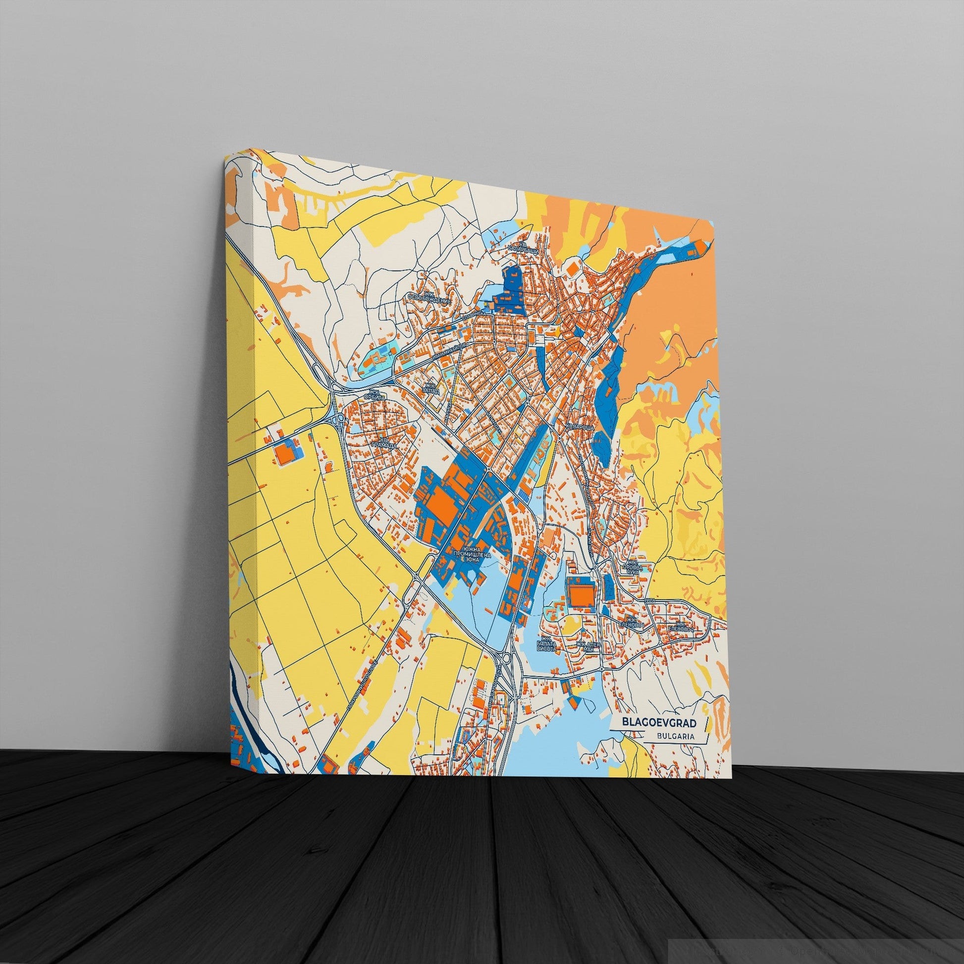 Благоевград Bulgaria Colorful City Map Canvas Print