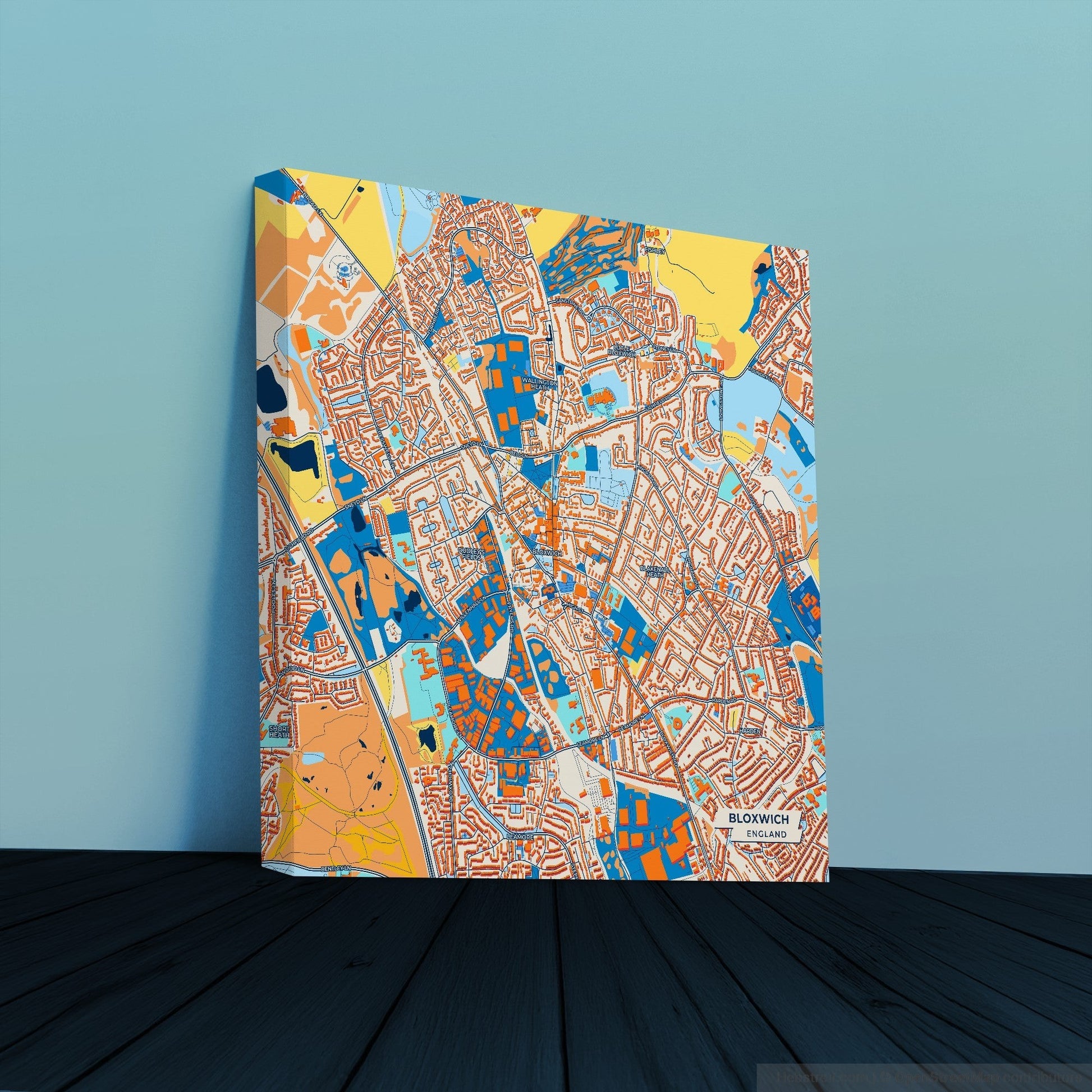Bloxwich England Colorful City Map Canvas Print