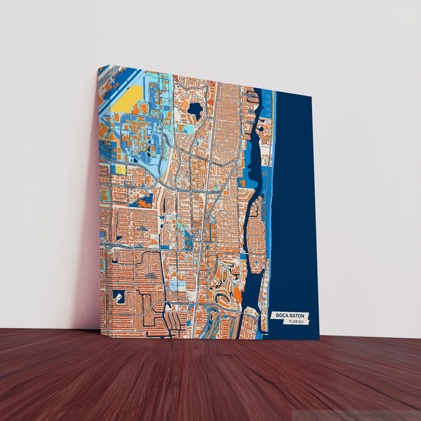 Boca Raton Florida Colorful City Map Canvas Print