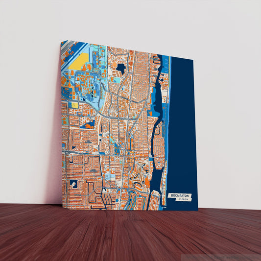 Boca Raton Florida Colorful City Map Canvas Print