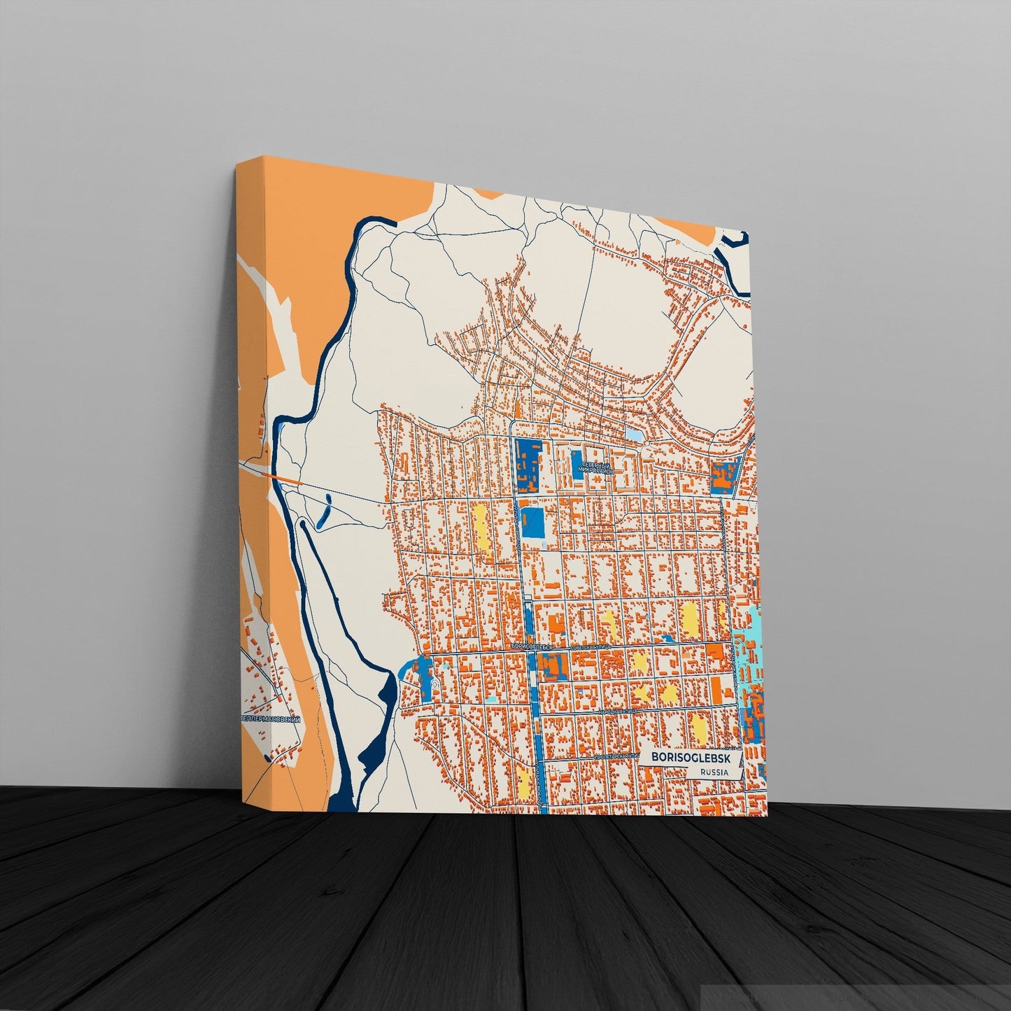 Борисоглебск Russia Colorful City Map Canvas Print
