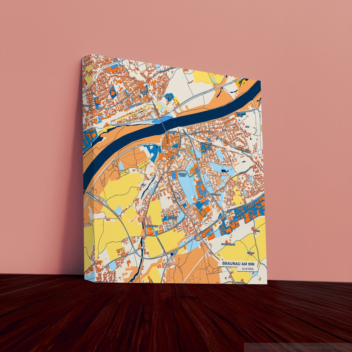 Braunau Am Inn Austria Colorful City Map Canvas Print