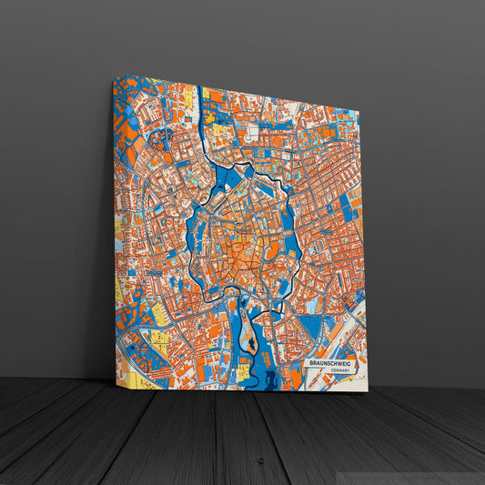 Braunschweig Germany Colorful City Map Canvas Print