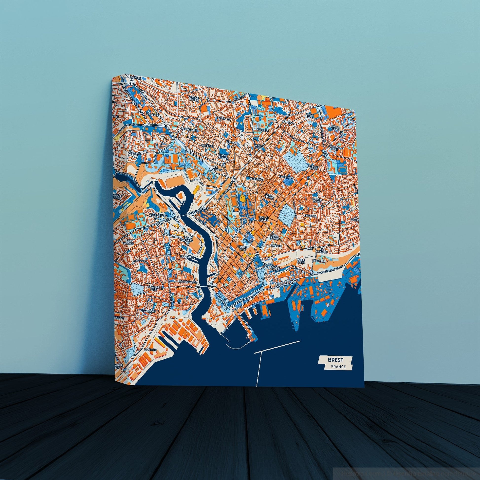Brest France Colorful City Map Canvas Print