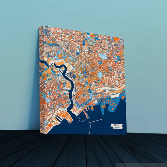 Brest France Colorful City Map Canvas Print