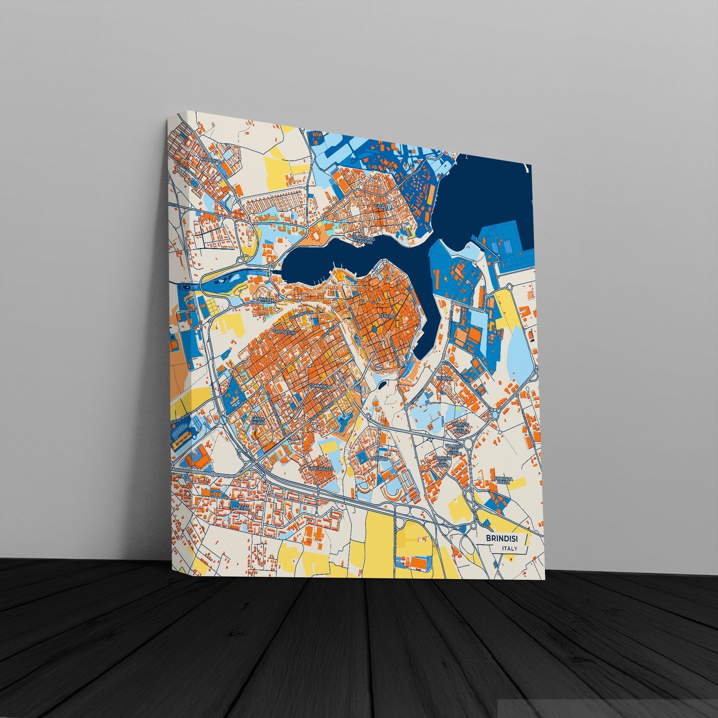 Brindisi Italy Colorful City Map Canvas Print