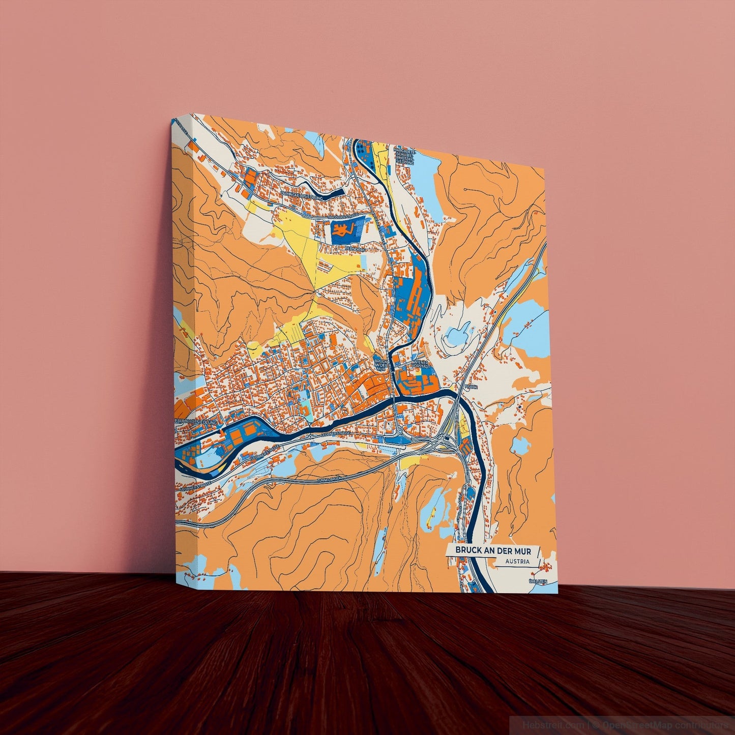 Bruck An Der Mur Austria Colorful City Map Canvas Print